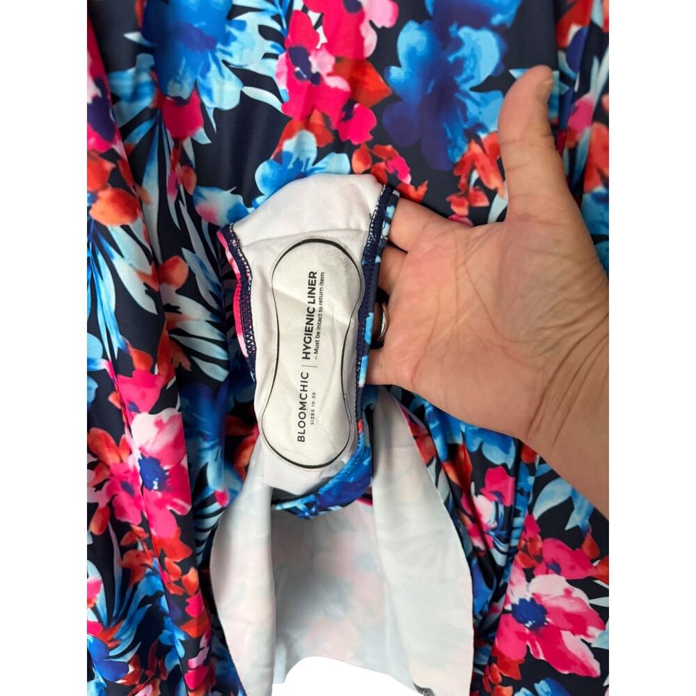 BloomChic One-Piece Floral Swim Dress Women's 14/16 Tummy Control Blue Pink NEW - Picture 4 of 7